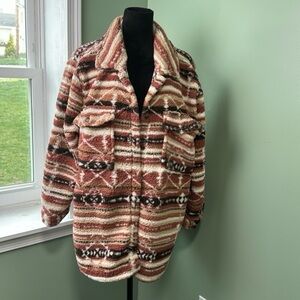 Sabrina Lauren NWOT fleece Midwest print shacket 1X